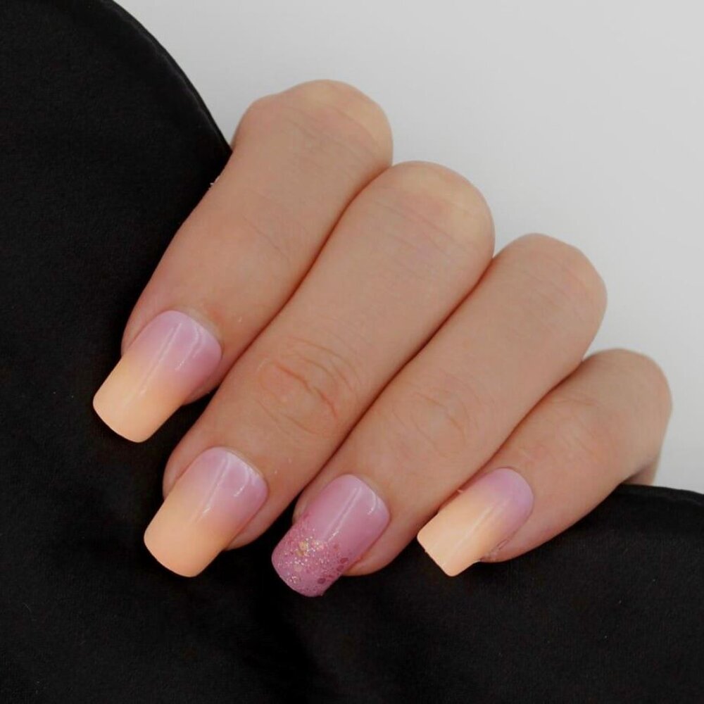 Sunset purple mauve orange press on nails